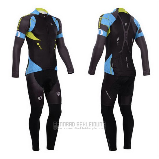 2014 Fahrradbekleidung Pearl Izumi Shwarz und Azurblau Trikot Langarm und Tragerhose - zum Schließen ins Bild klicken